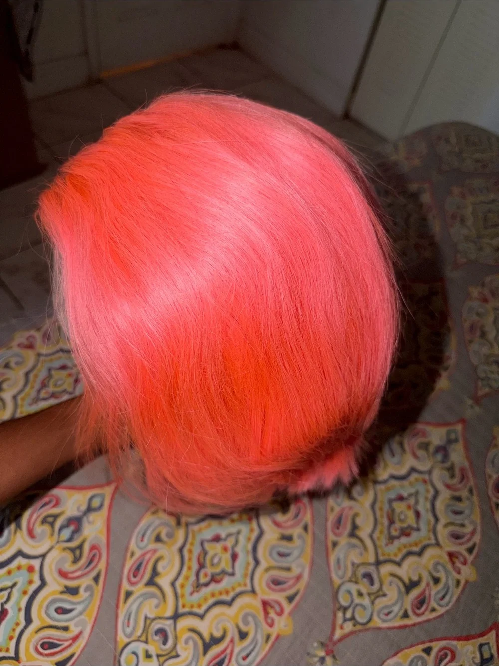 Vibrant Coral Pink Women's Hairpiece - Fashion Color